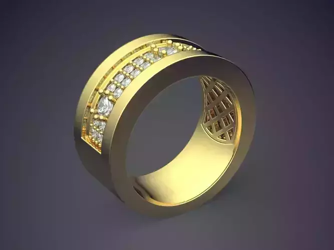 Thick And Big Ring With Diamonds CAD 3670 3D print model