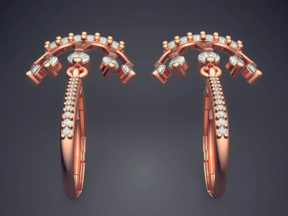 Earrings With Hanging Crowns CAD 3668 3D print model_2