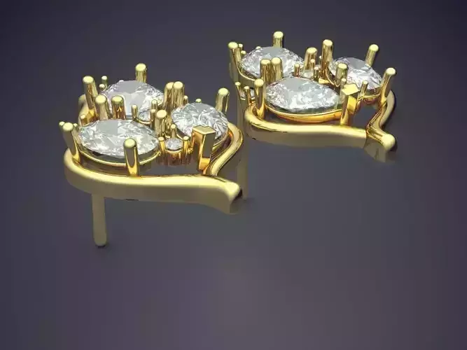 Earrings With Three Diamonds CAD 3658