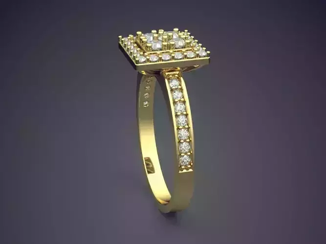 Ring With Square Ornament CAD 3661