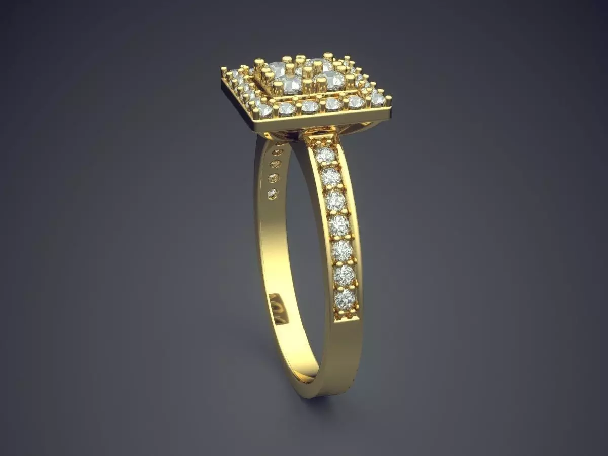 Ring With Square Ornament CAD 3661 3D print model_3