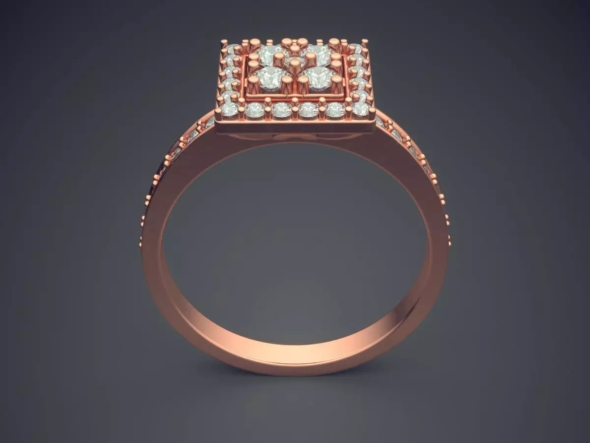 Ring With Square Ornament CAD 3661 3D print model_2