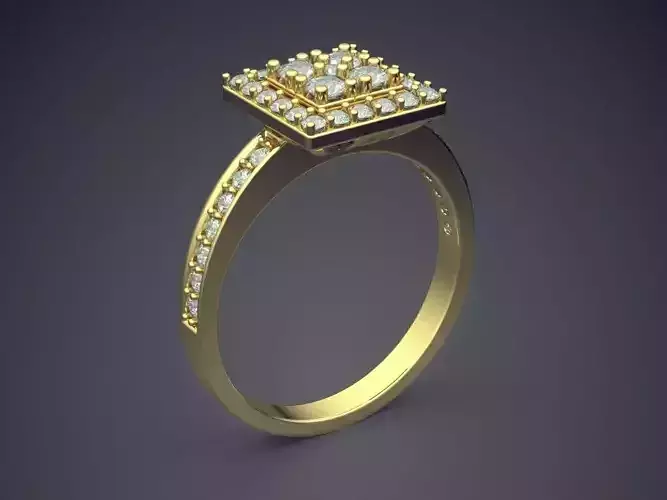 Ring With Square Ornament CAD 3661 3D print model