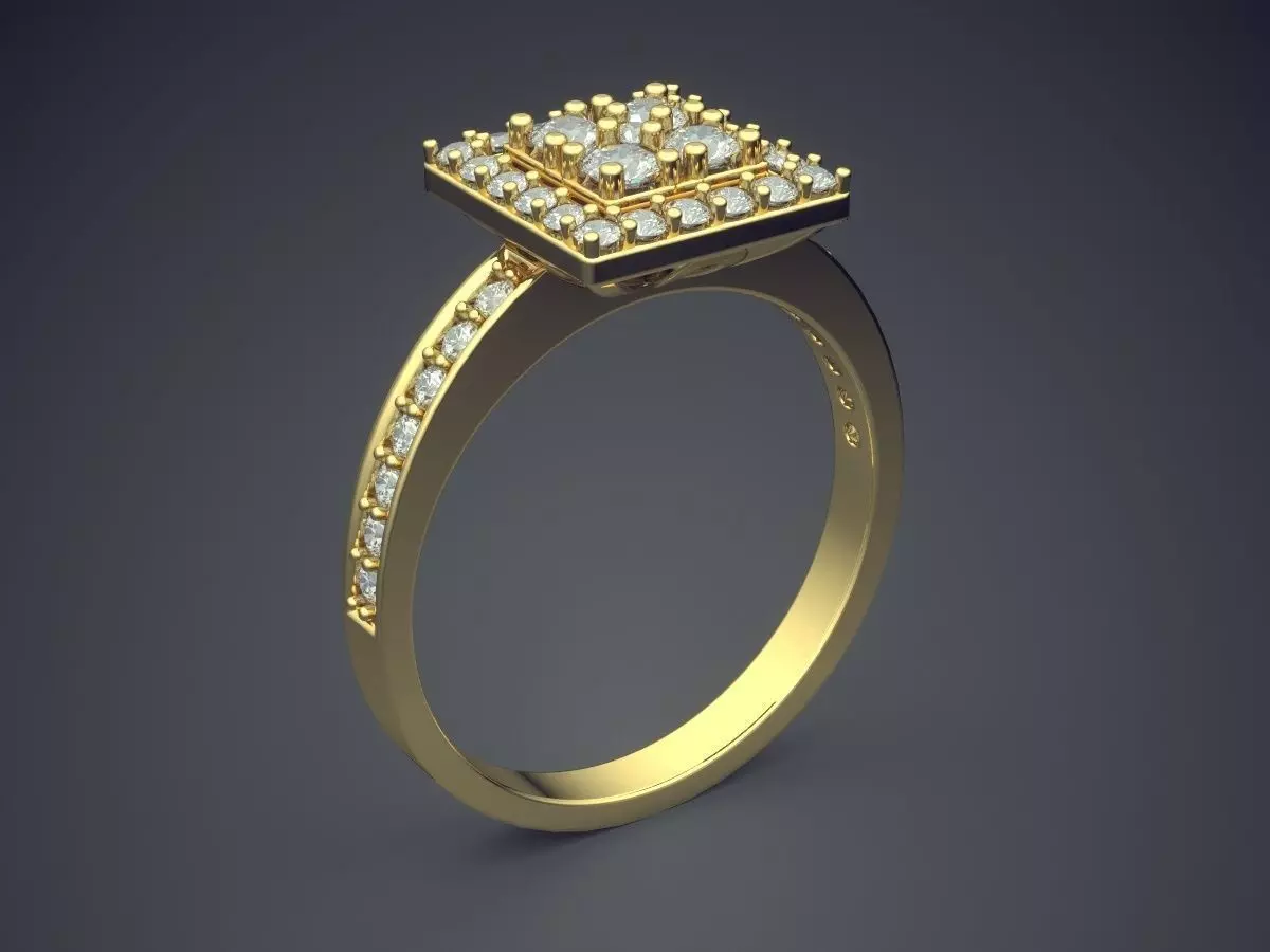 Ring With Square Ornament CAD 3661 3D print model_0