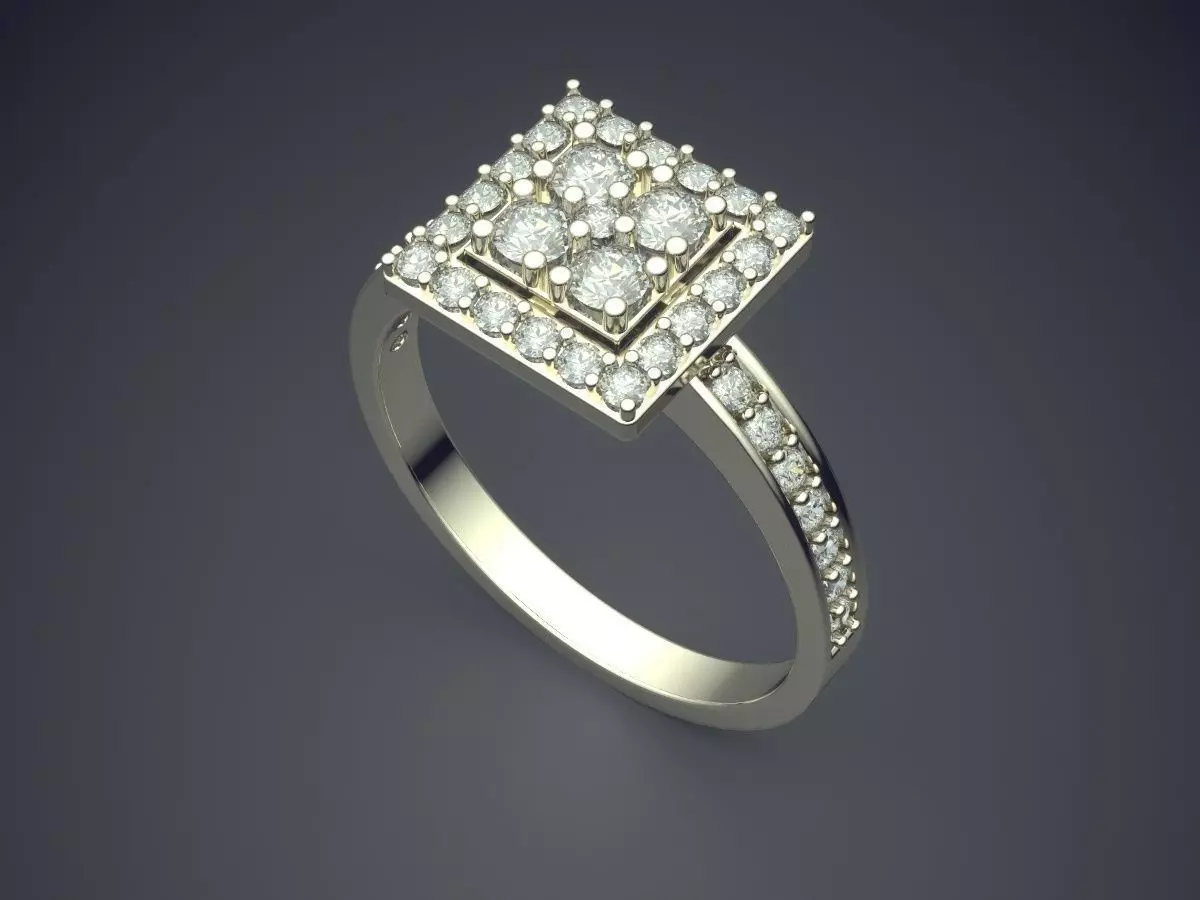 Ring With Square Ornament CAD 3661 3D print model_1