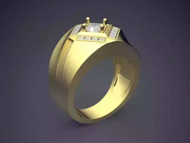 Thich And Big Ring With Square Ornament CAD 3652 3D print model