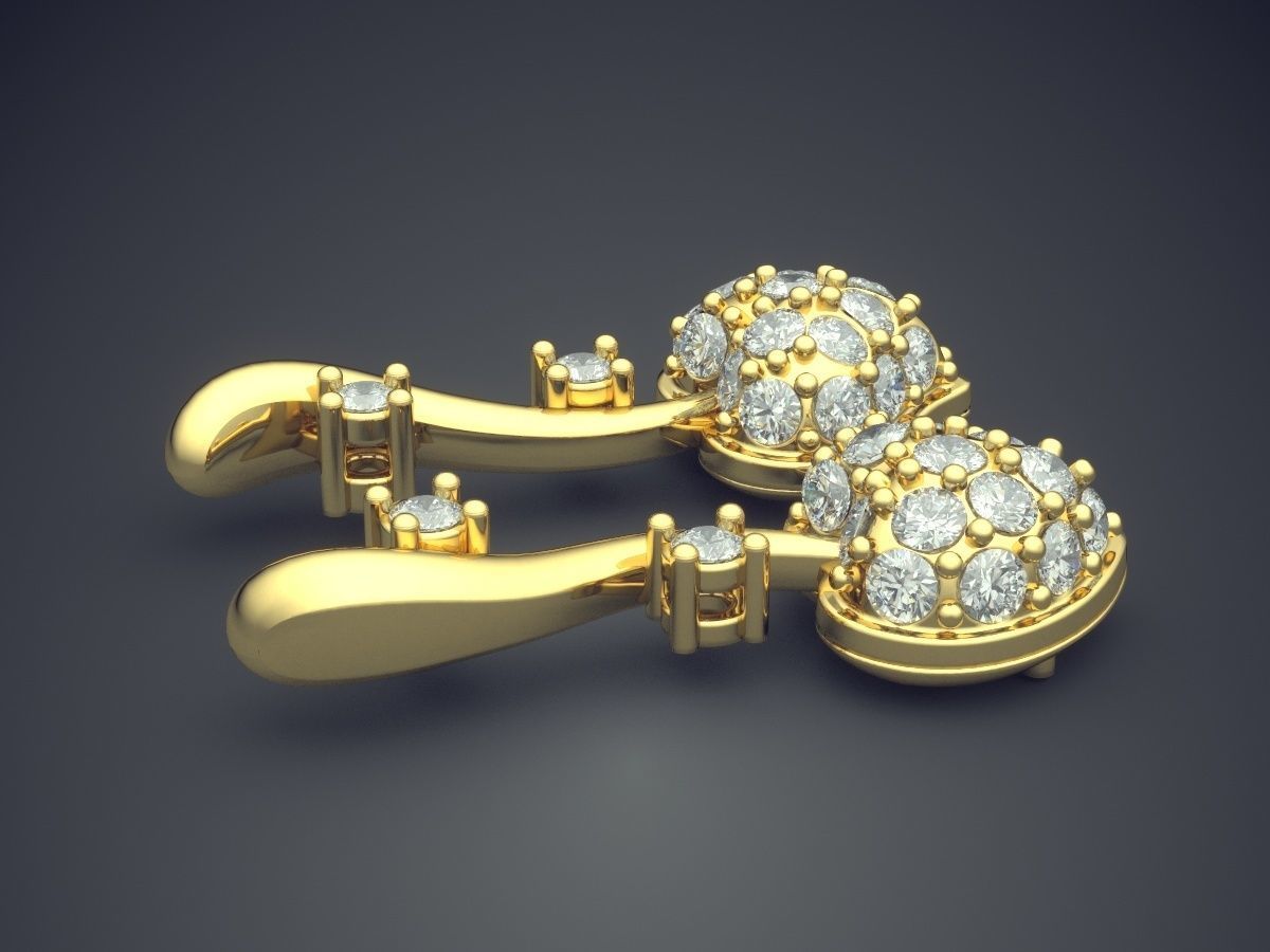 Earrings With Diamonds CAD-3651 3D print model_3