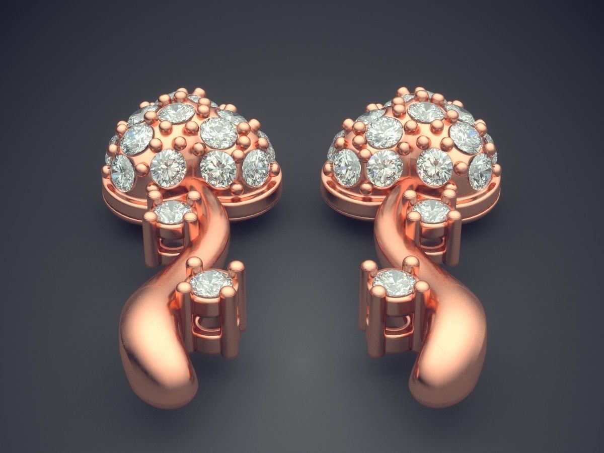 Earrings With Diamonds CAD-3651 3D print model_2