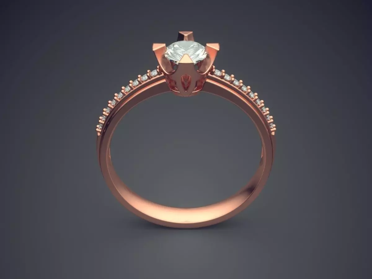 Simple Engagement Ring With Diamond On Top CAD 3643 3D print model_2