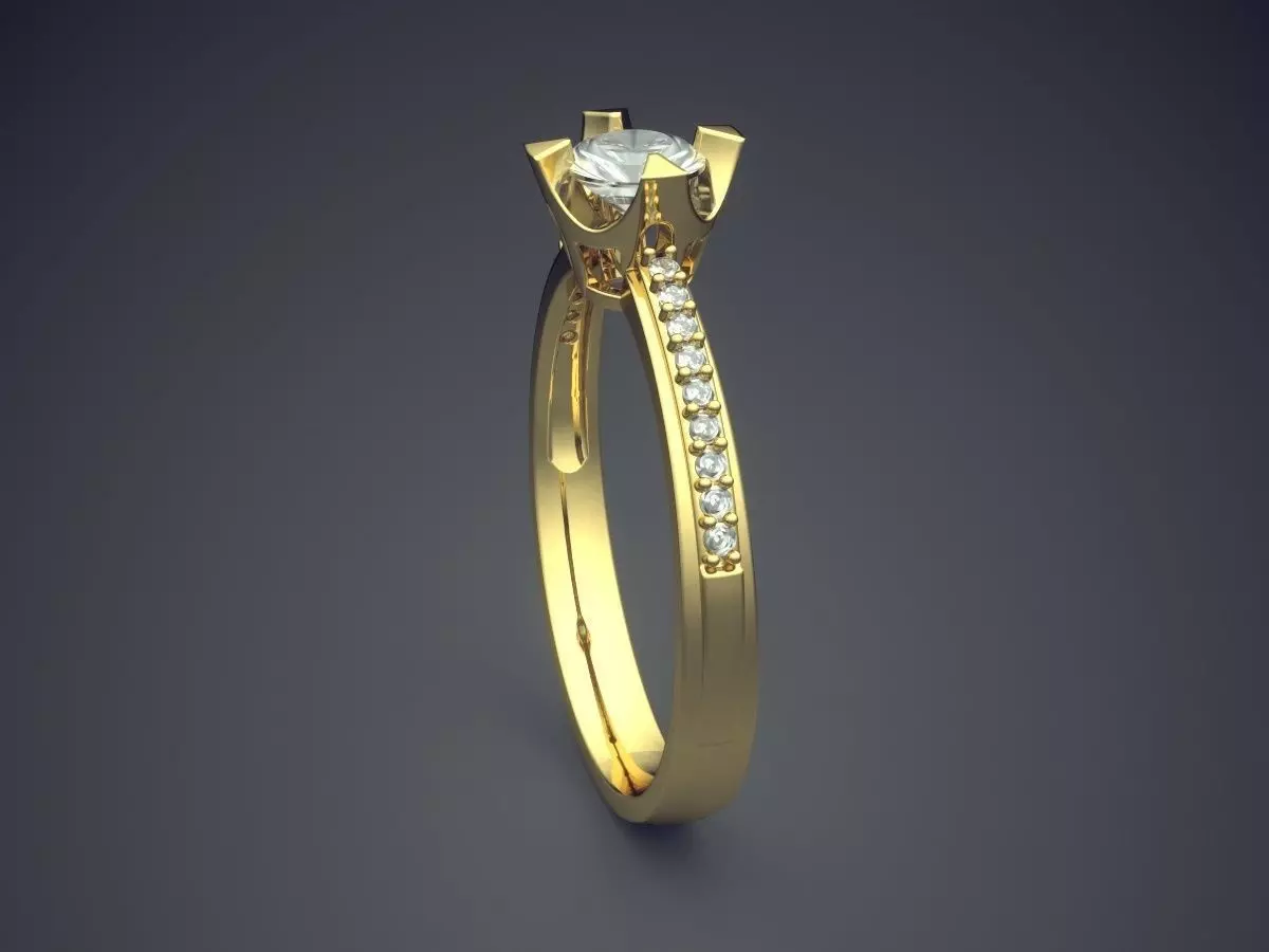 Simple Engagement Ring With Diamond On Top CAD 3643 3D print model_3