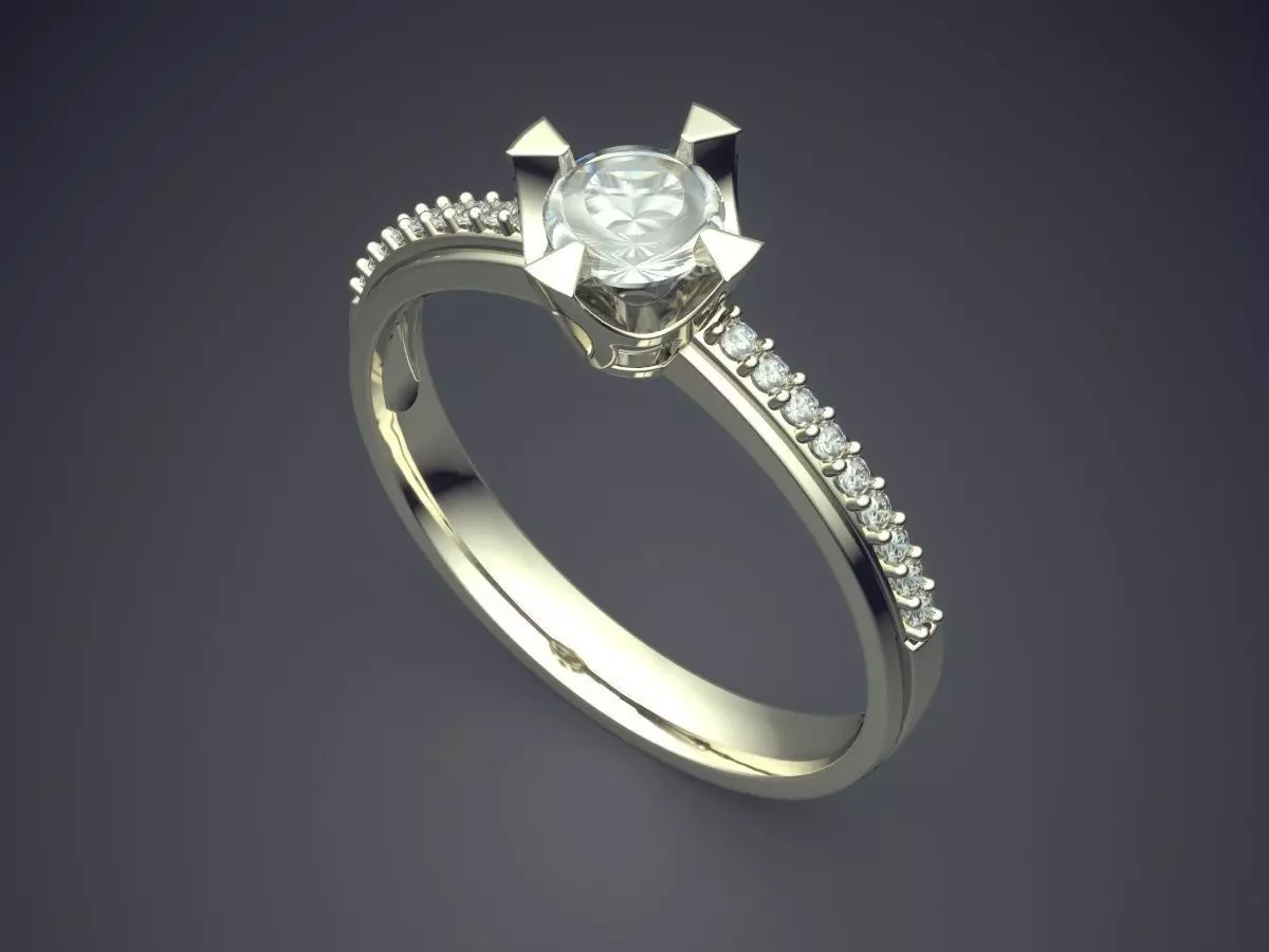 Simple Engagement Ring With Diamond On Top CAD 3643 3D print model_1