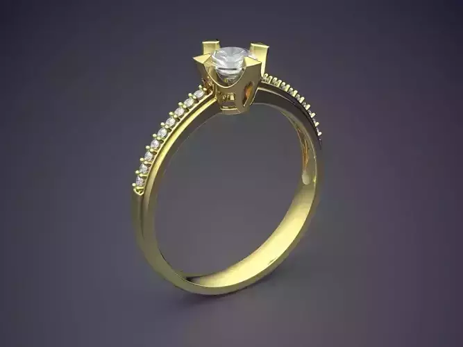 Simple Engagement Ring With Diamond On Top CAD 3643 3D print model