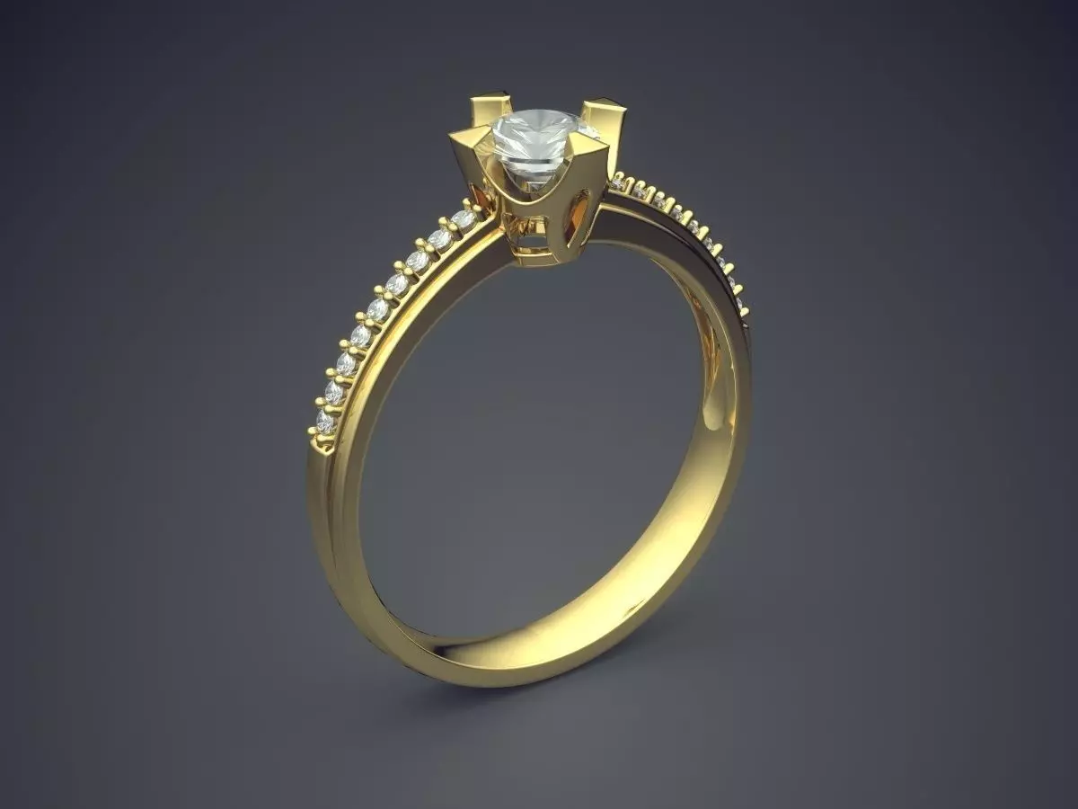 Simple Engagement Ring With Diamond On Top CAD 3643 3D print model_0