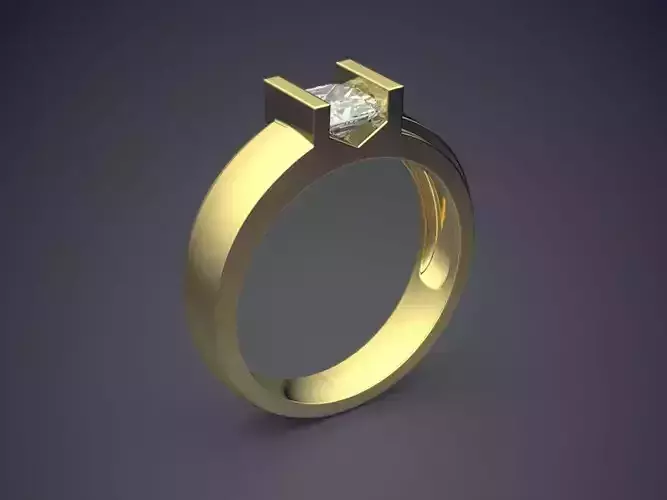 Thich Ring With Square Diamond CAD 3639 3D print model