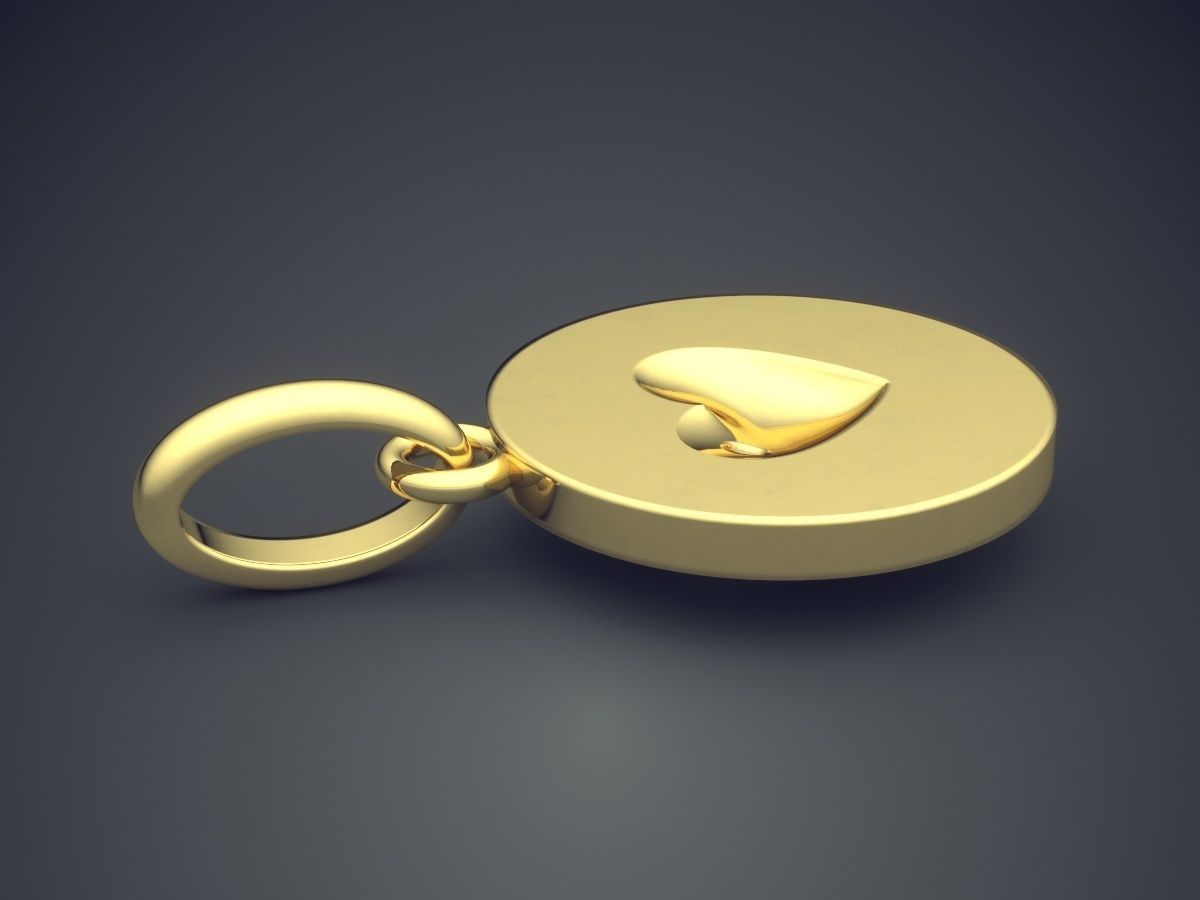 Circle Pendant With Heart Inside CAD 3636 3D print model_3