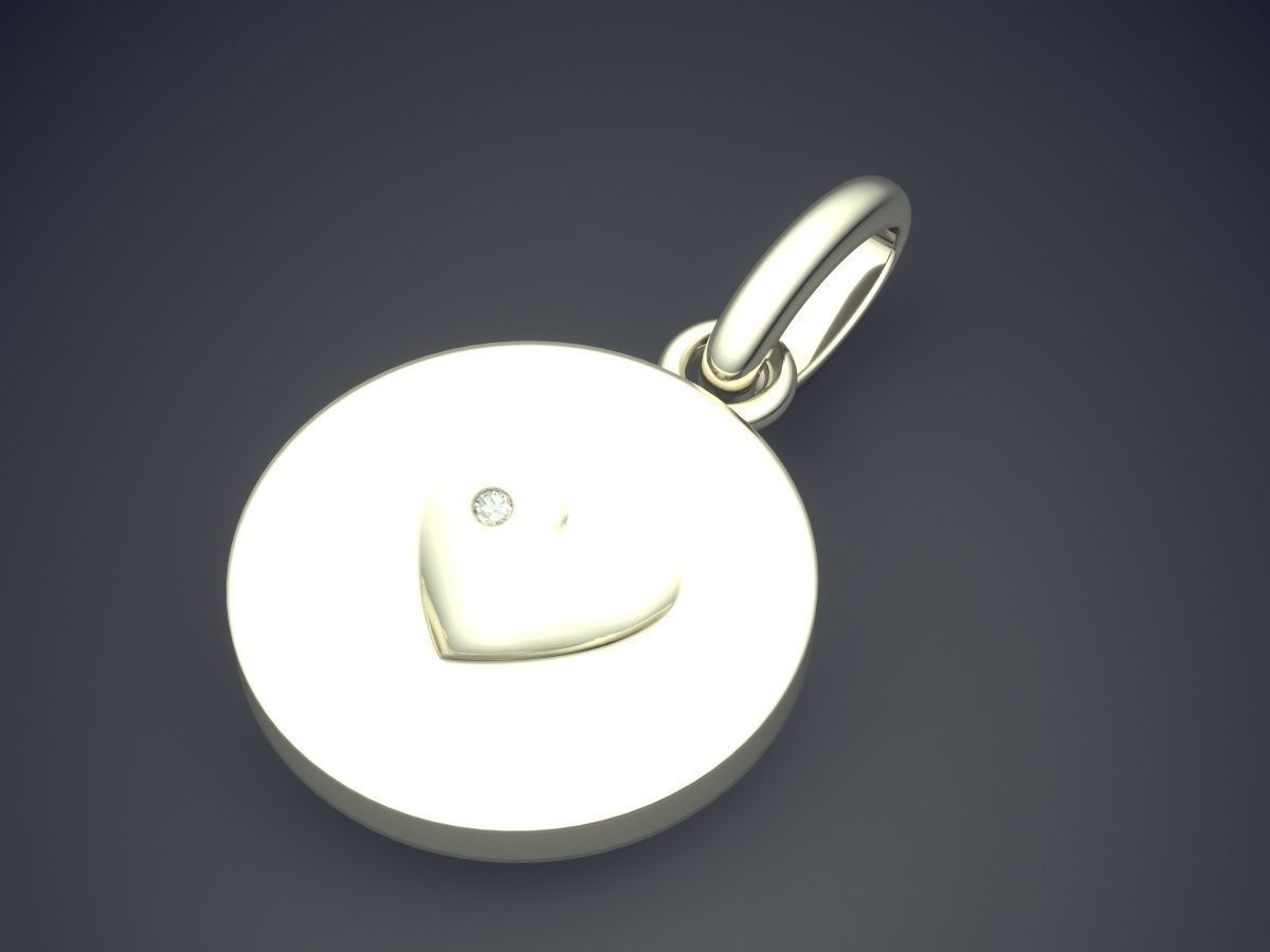Circle Pendant With Heart Inside CAD 3636 3D print model_1