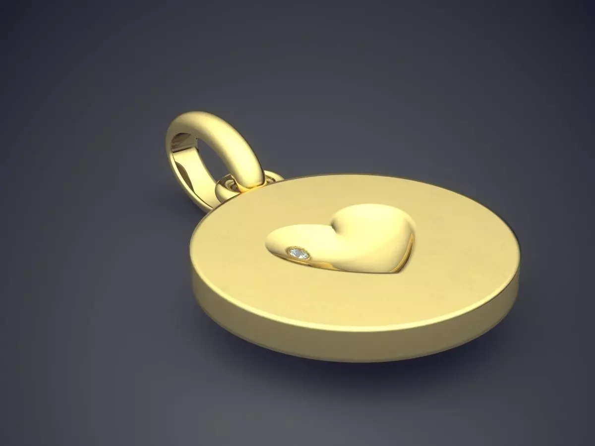 Circle Pendant With Heart Inside CAD 3636 3D print model_0