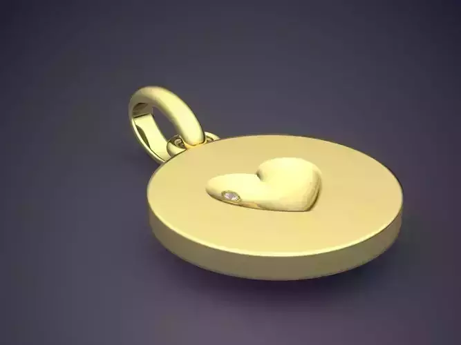 Circle Pendant With Heart Inside CAD 3636