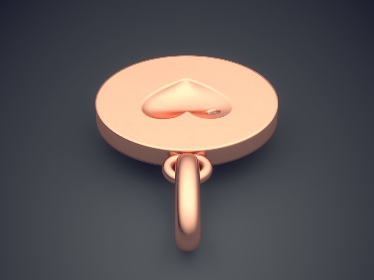 Circle Pendant With Heart Inside CAD 3636 3D print model_2