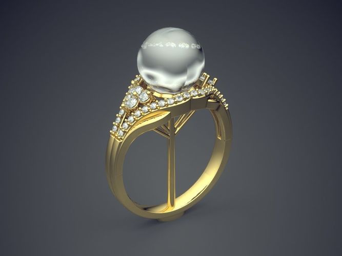 Ring With Sphere Diamond On Top CAD 3637 3D print model