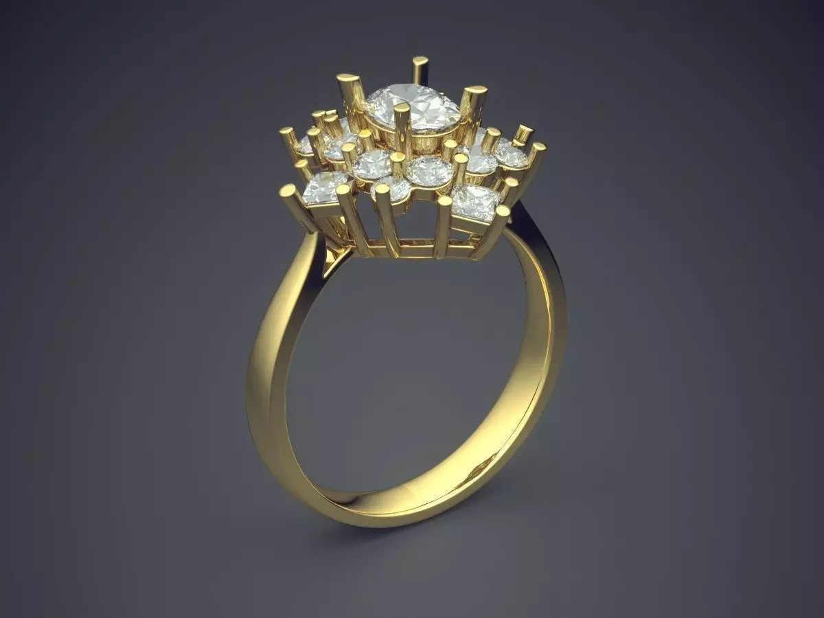 Ring With Bunch Of Diamonds On Top CAD 3634 3D print model