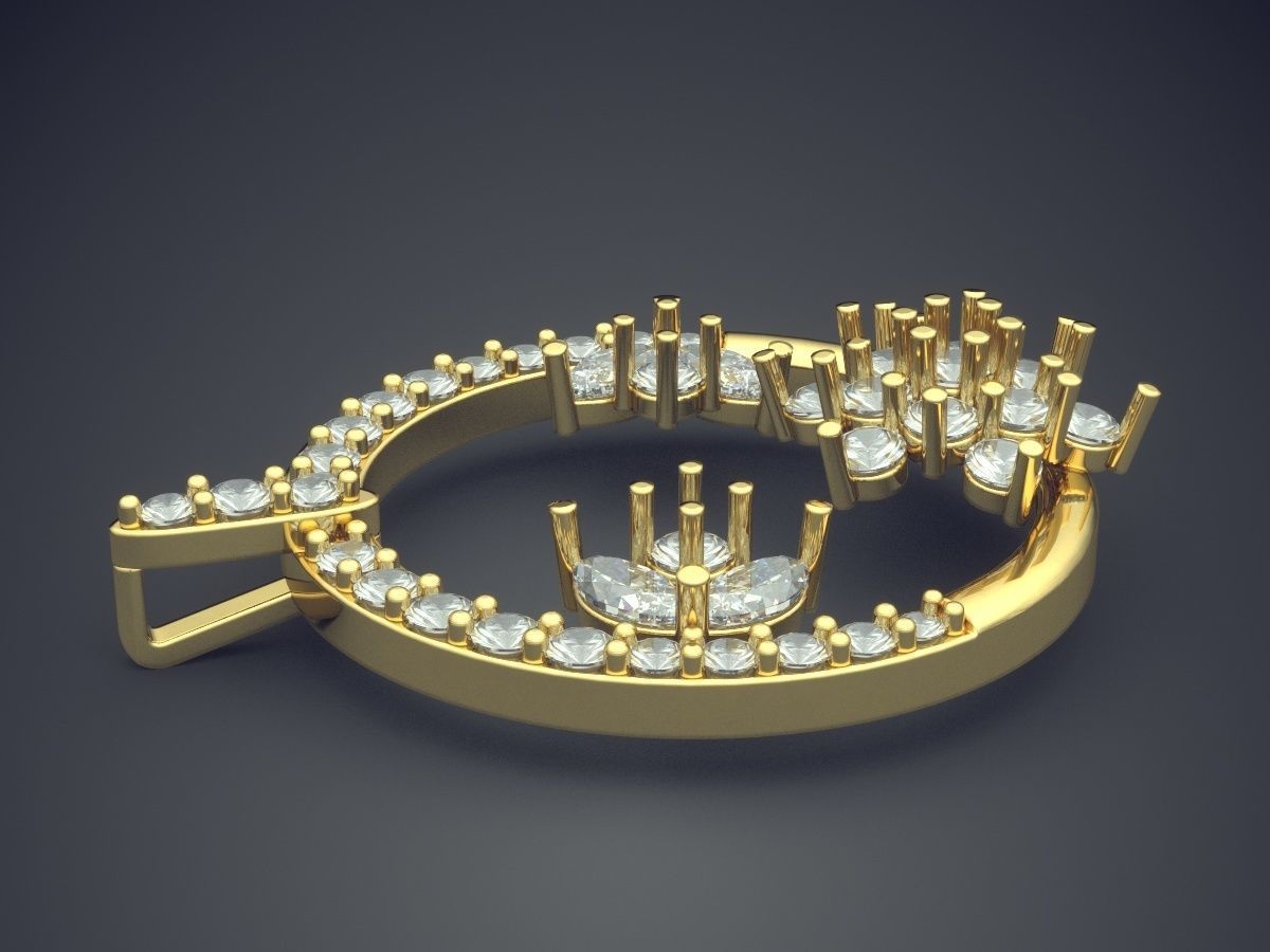 Circle Hollow Pendant With Diamonds CAD 3631 3D print model_3