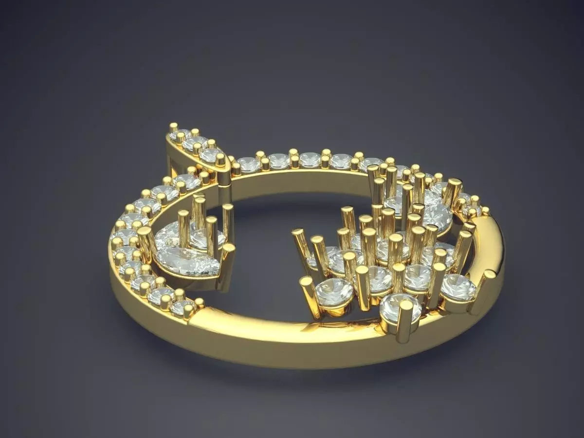 Circle Hollow Pendant With Diamonds CAD 3631 3D print model_0