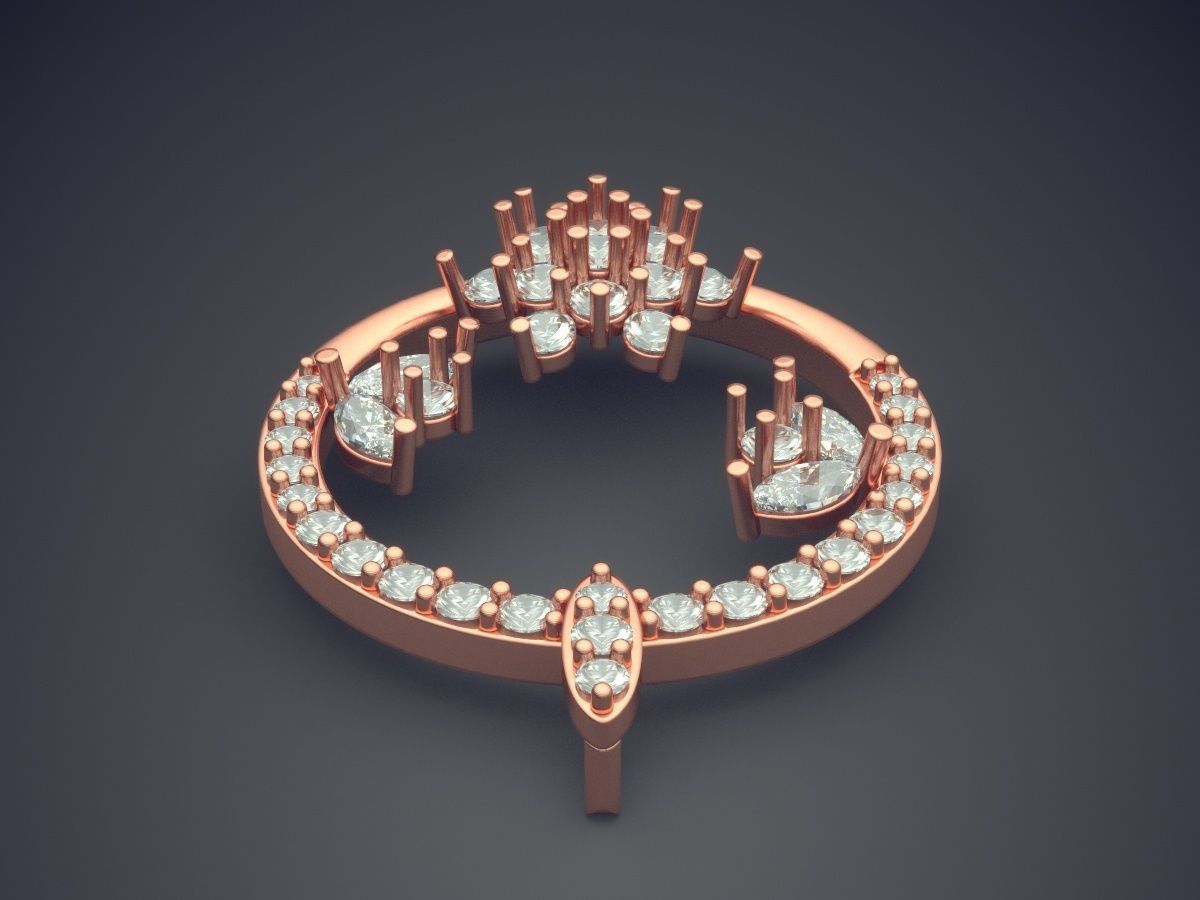 Circle Hollow Pendant With Diamonds CAD 3631 3D print model_2