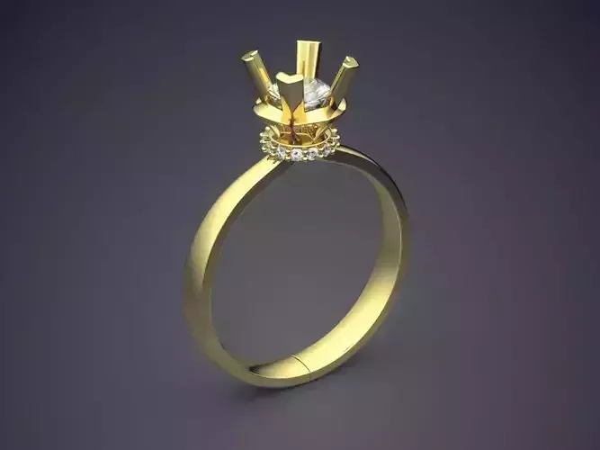 Simple Engagement Ring With Diamond CAD 3626 3D print model