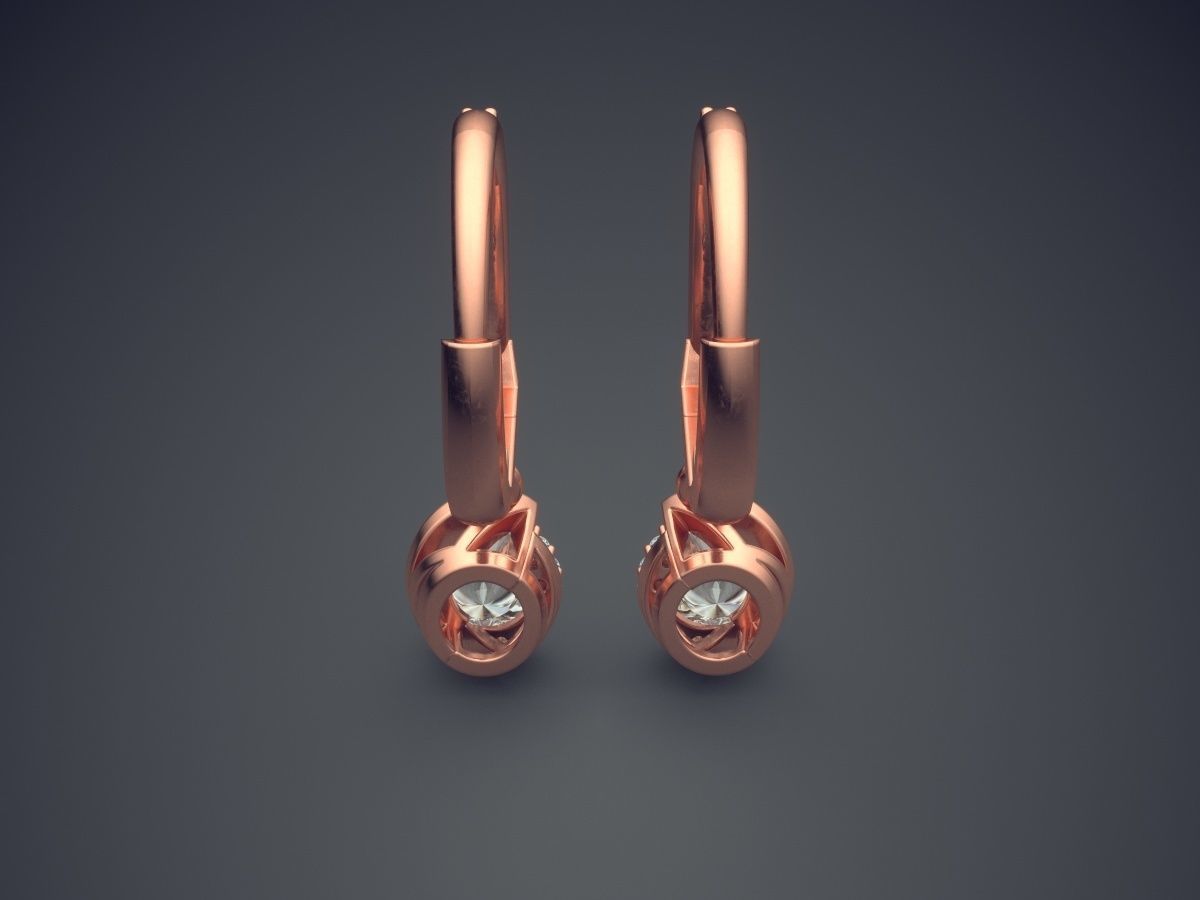 Earrings With Triangle Diamonds CAD 3624 3D print model_2