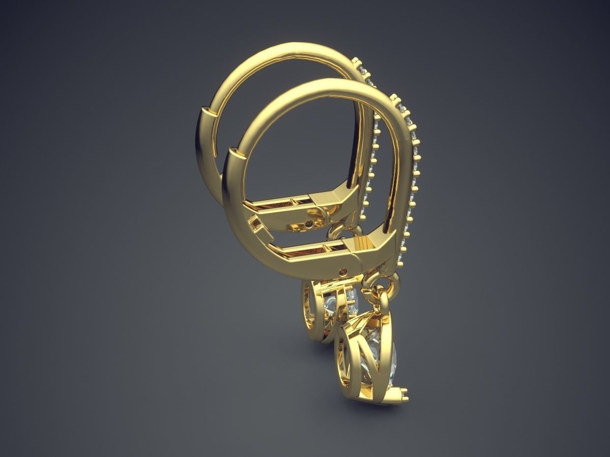 Earrings With Triangle Diamonds CAD 3624 3D print model_3