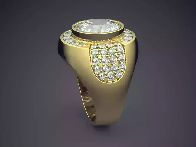 Thich And Big Ring With Circle Diamond CAD 3623