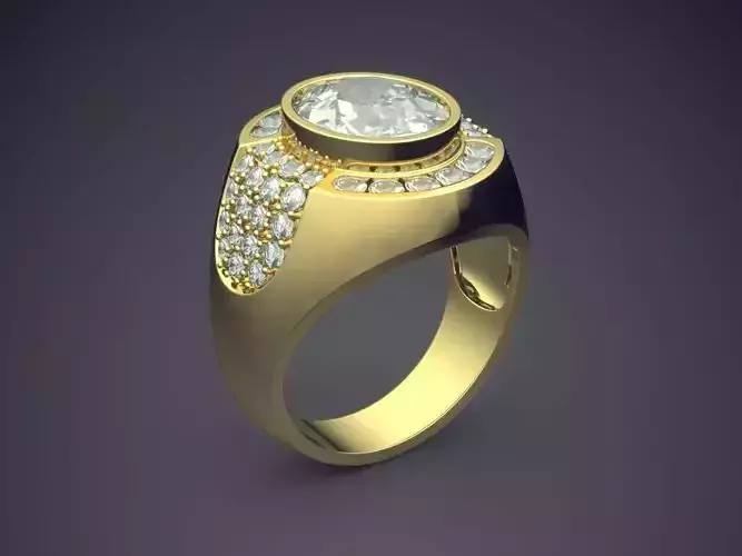 Thich And Big Ring With Circle Diamond CAD 3623 3D print model