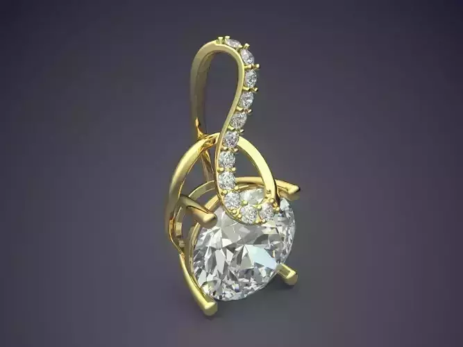 Pendant With Big Hanging Diamond CAD 3618