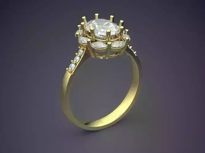 Ring With Big Oval Diamond And Smaller Ones CAD 3617
