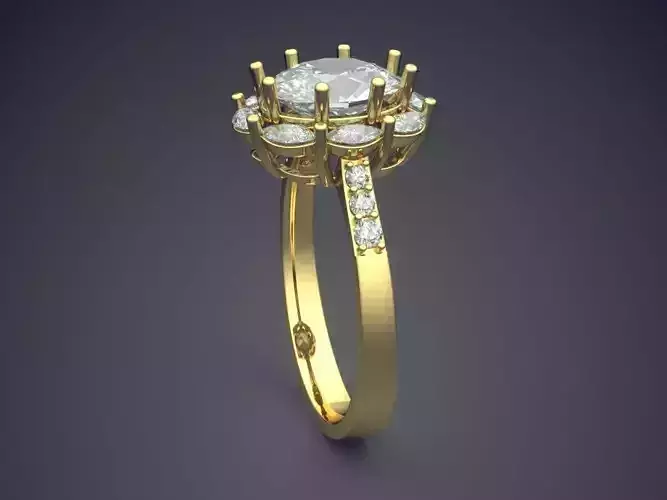 Ring With Big Oval Diamond And Smaller Ones CAD 3617
