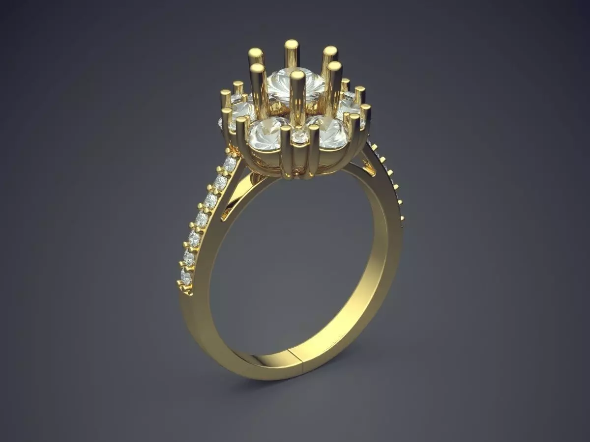 Ring With A Bunch Of Diamonds On Top CAD 3615 3D print model
