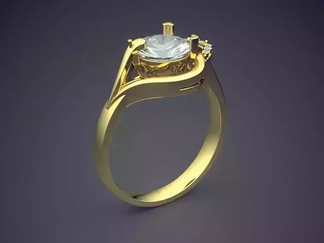 Ring With Unique Design And Huge Diamond CAD 3603 3D print model
