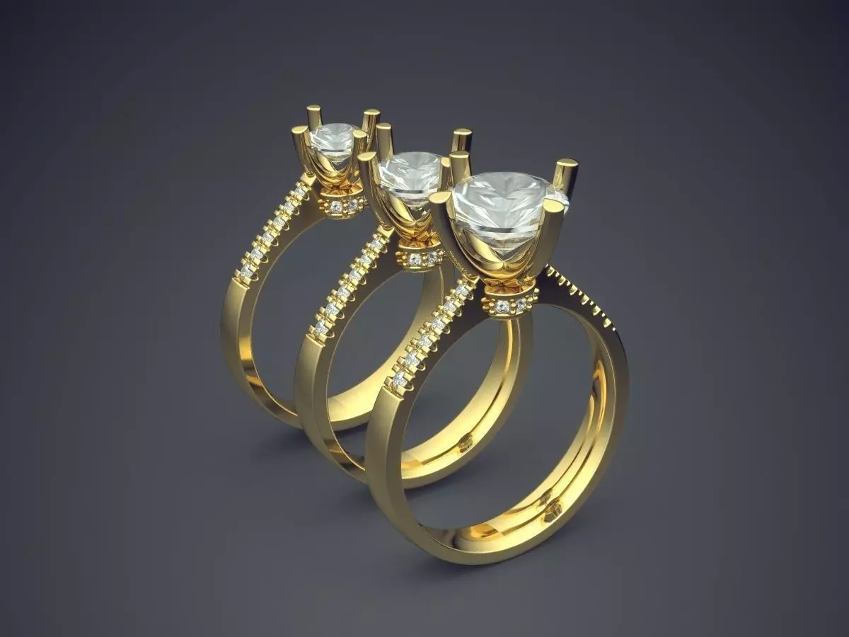 Combo Of Rings Big Diamonds CAD 3600 3D print model_0