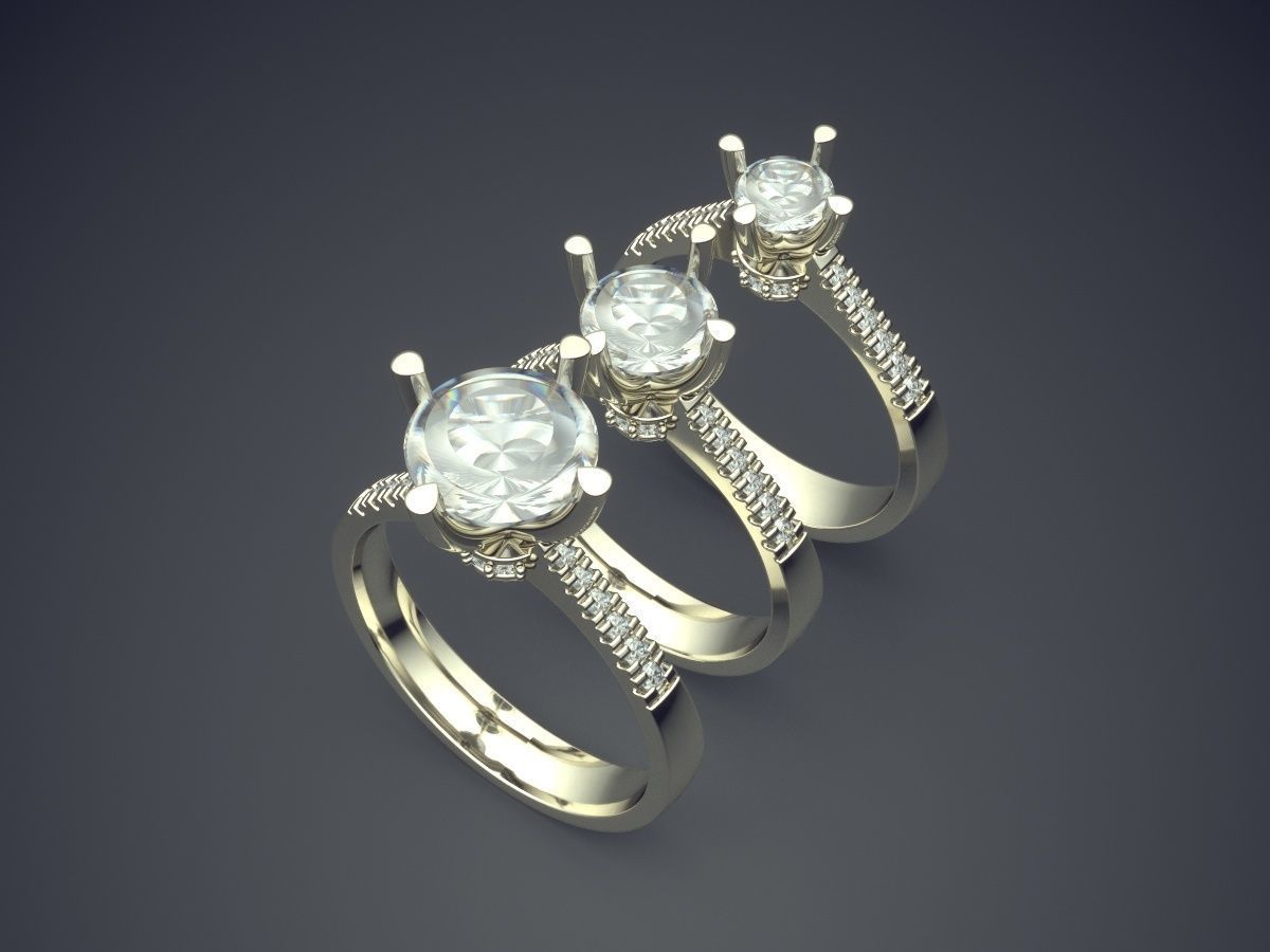 Combo Of Rings Big Diamonds CAD 3600 3D print model_1
