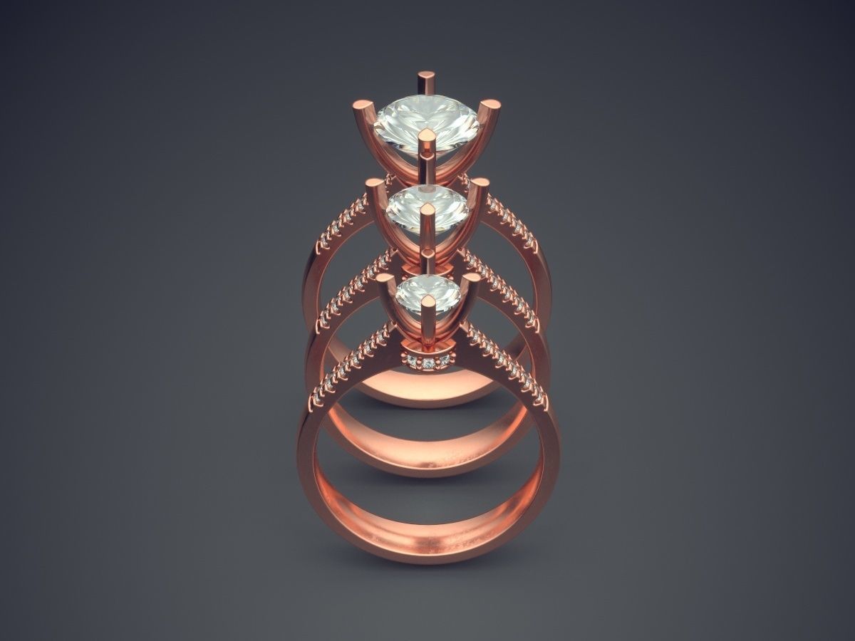 Combo Of Rings Big Diamonds CAD 3600 3D print model_2
