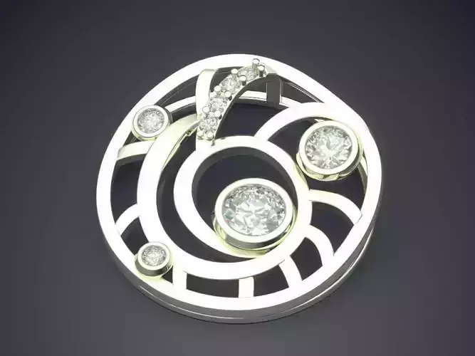 Interesting Designed Circle Brooch CAD 3595