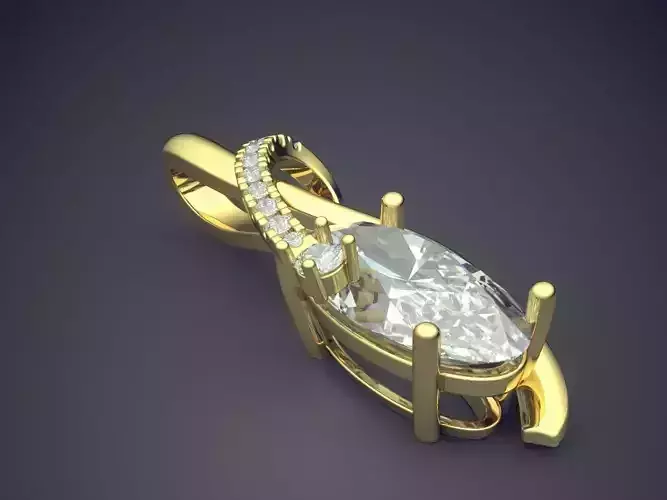 Pendant With Huge Diamond CAD 3588 3D print model