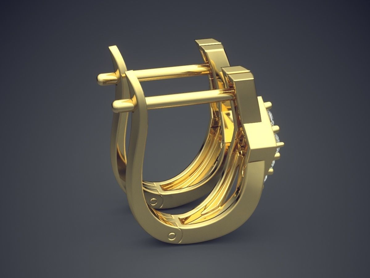 Earrings With Square Diamonds CAD 3582 3D print model_3