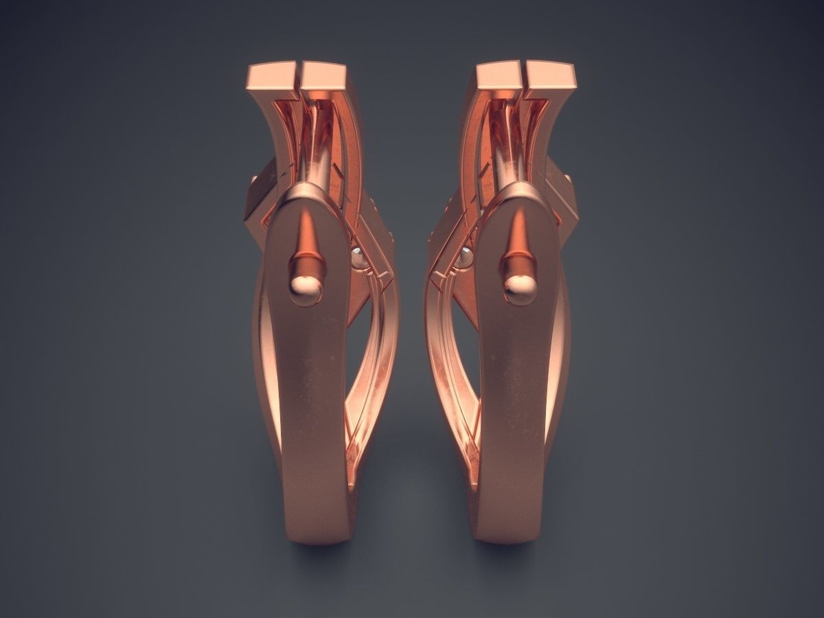 Earrings With Square Diamonds CAD 3582 3D print model_2