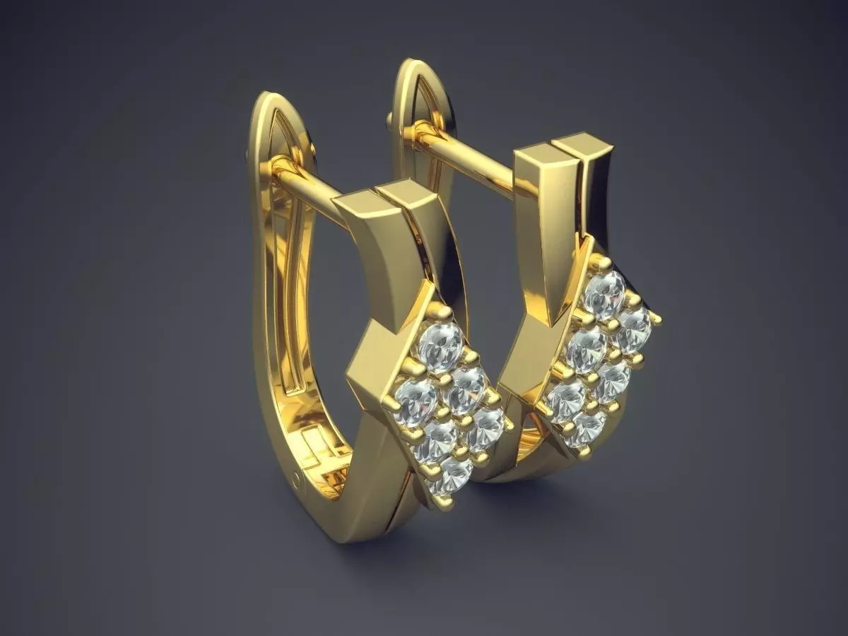 Earrings With Square Diamonds CAD 3582 3D print model_0