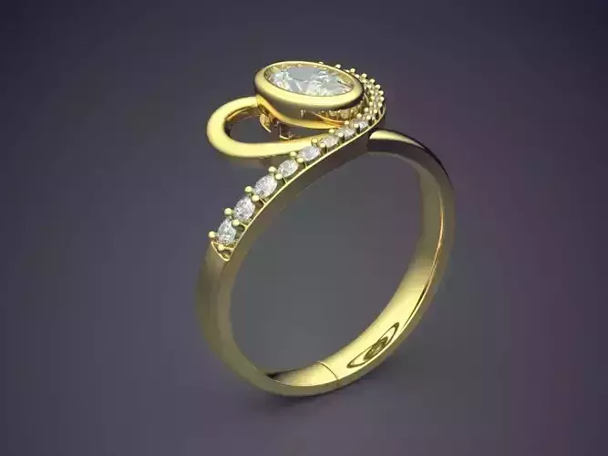 Ring With Unique Design And Oval Diamond CAD 3581