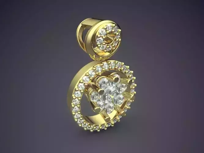 Hanging Earrings With Circle Ornament And Diamonds In The Middle CAD 3568