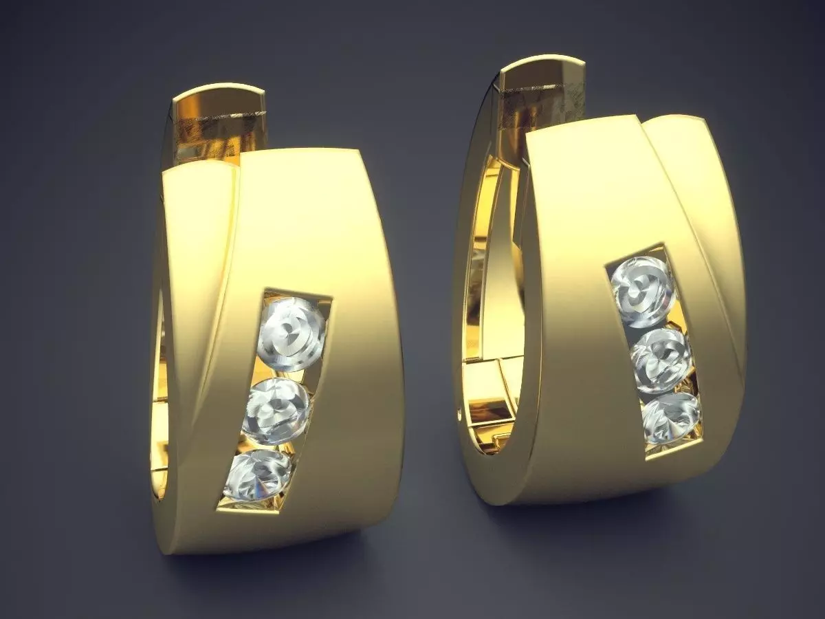 Thich Earrings With Diamonds In The Middle CAD 3564 3D print model_3