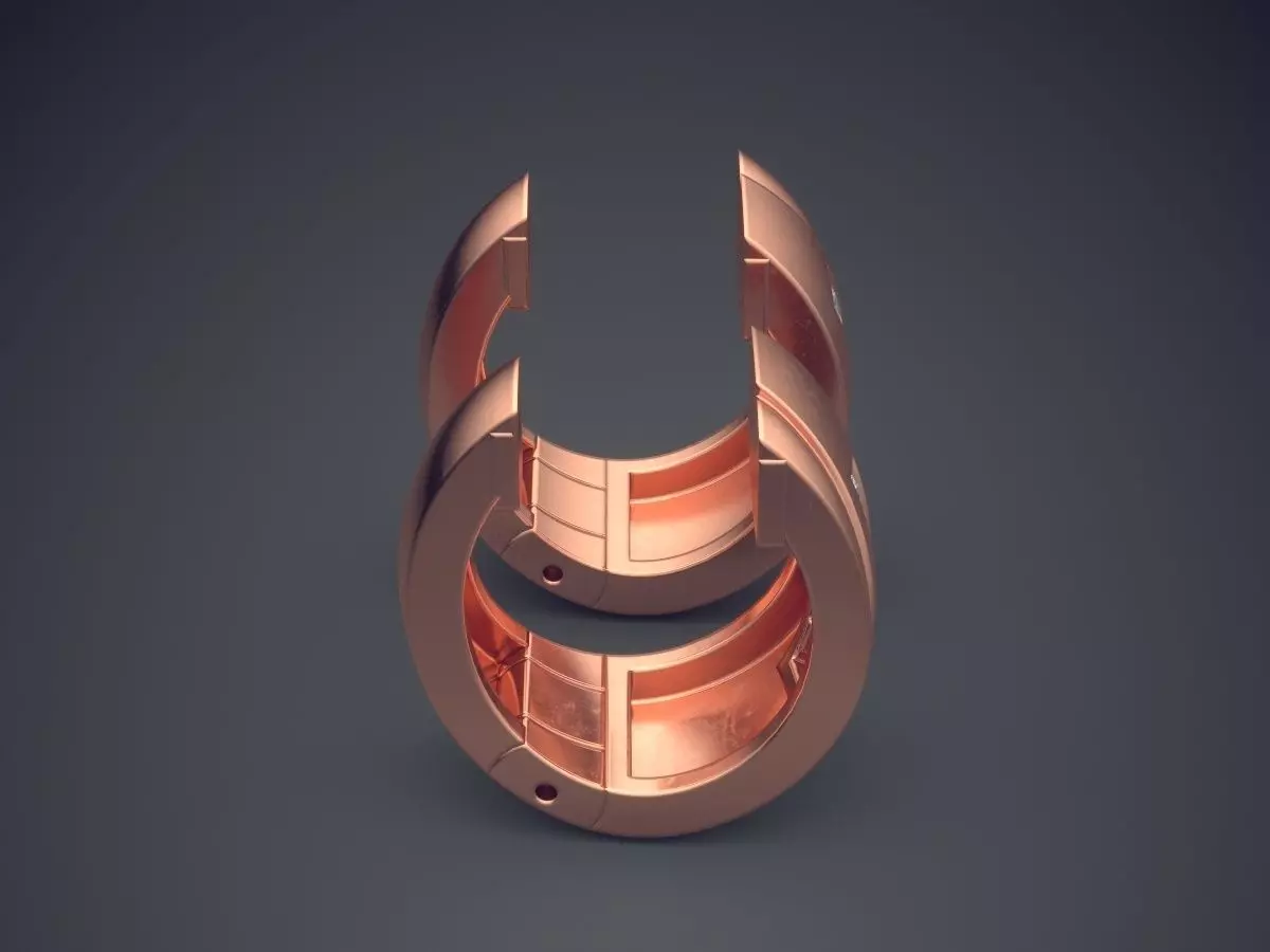 Thich Earrings With Diamonds In The Middle CAD 3564 3D print model_2